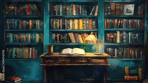 本棚と開かれた本_3