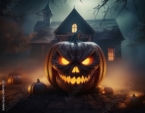 Scary Halloween Evil Jack o...