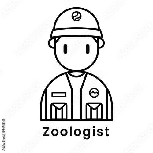 Zoologist avatar character outline design style, Editable vector stroke outline.