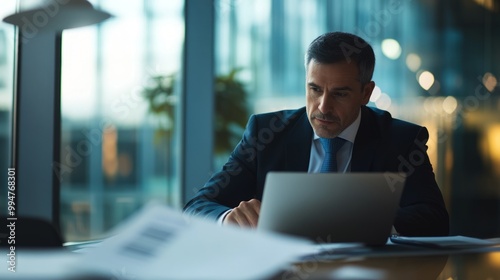 Businessman Working on Laptop