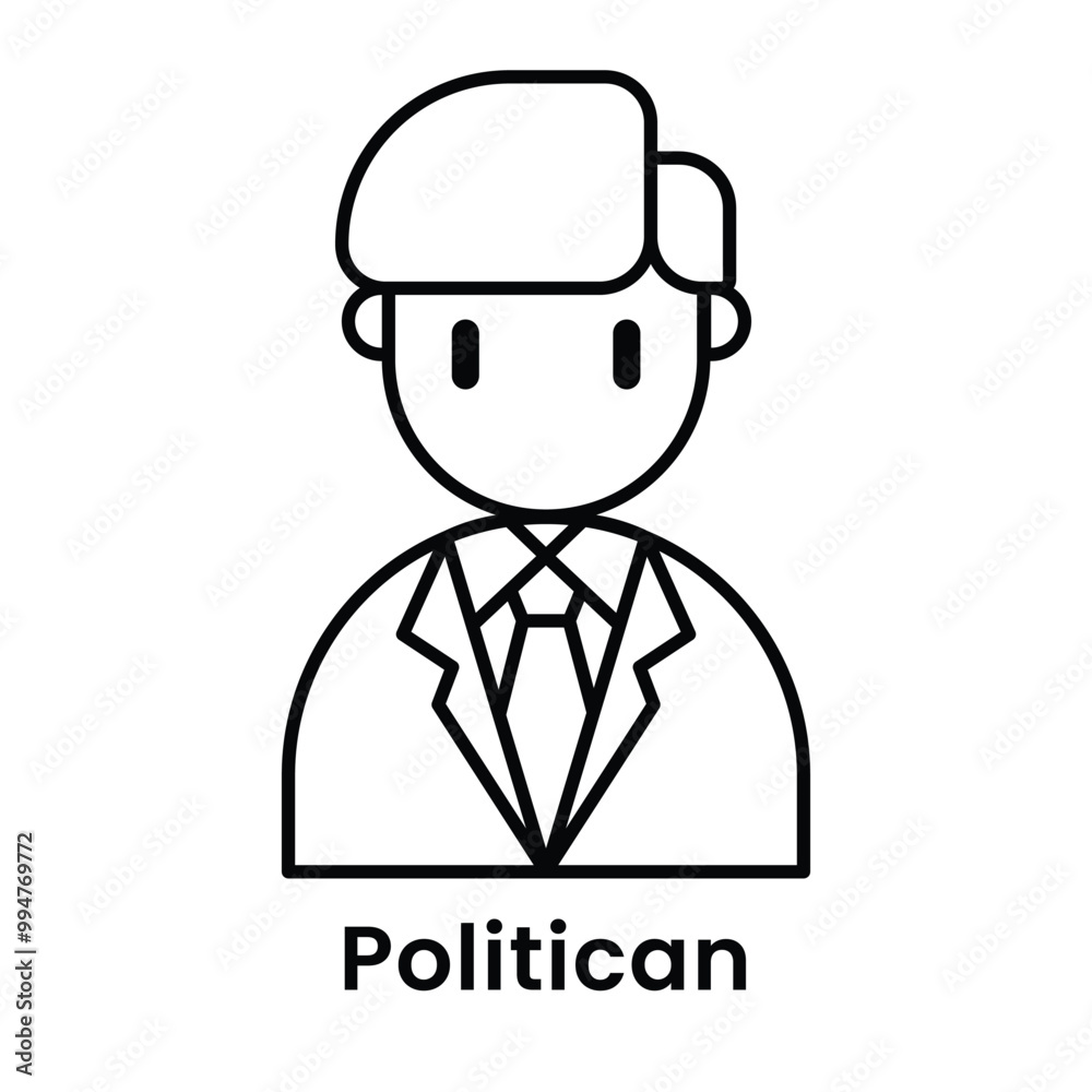 avatar character politican cartoon design style, Editable vector stroke outline avatar character politican cartoon design style, Editable vector stroke outline