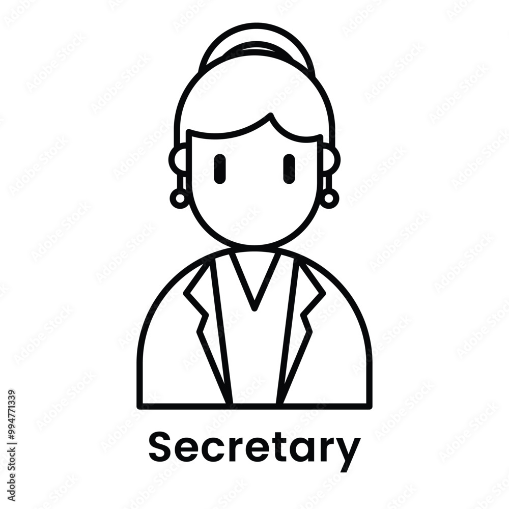 Secretary avatar character cartoon design style, Editable vector stroke outline Secretary avatar character cartoon design style, Editable vector stroke outline