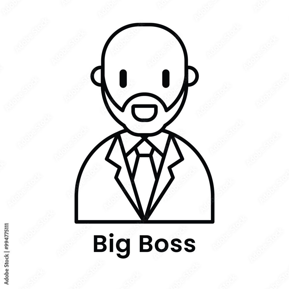 avatar character big boss outline design style, Editable vector stroke outline avatar character big boss outline design style, Editable vector stroke outline