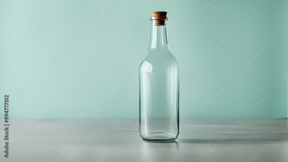 empty glass bottle on green background empty glass bottle on green background
