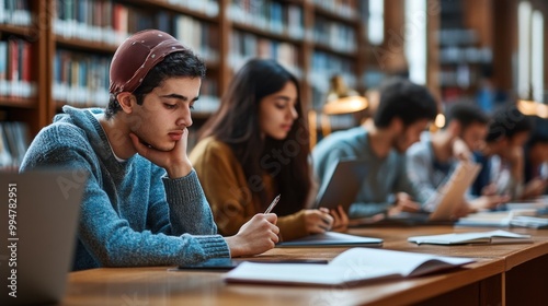 Students Studying in Library