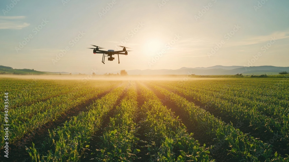 Drone Flying Over Agricultural Field Drone Flying Over Agricultural Field