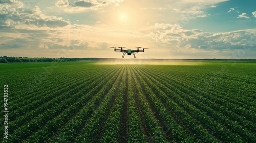 Aerial Farming with Drone Over Fields