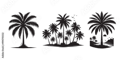 palm tree silhouette. Generative AI