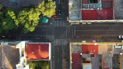 cruce de calles,  puebla, méxico, toma aérea 