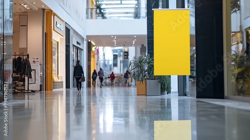 Wallpaper Mural Bright Yellow Vertical Banner in Modern Shopping Mall Torontodigital.ca