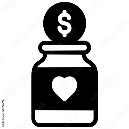 donation jar icon illustration design with solid