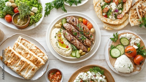 Mediterranean Feast: A Table Spread of Delicious Dishes