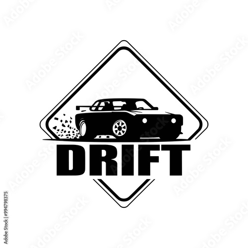 muscle car in drift vector illustration