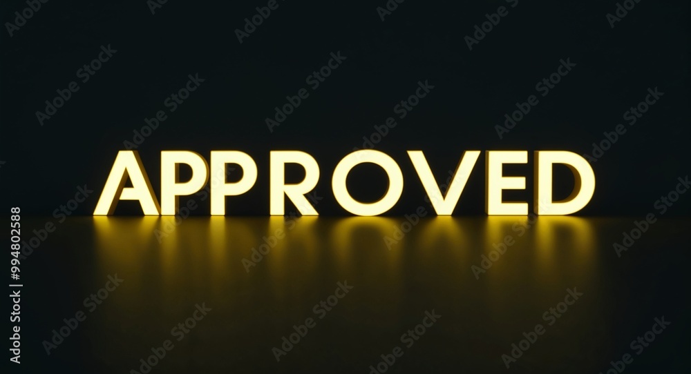 approved word lettering with yellow glow on plain black dark background approved word lettering with yellow glow on plain black dark background