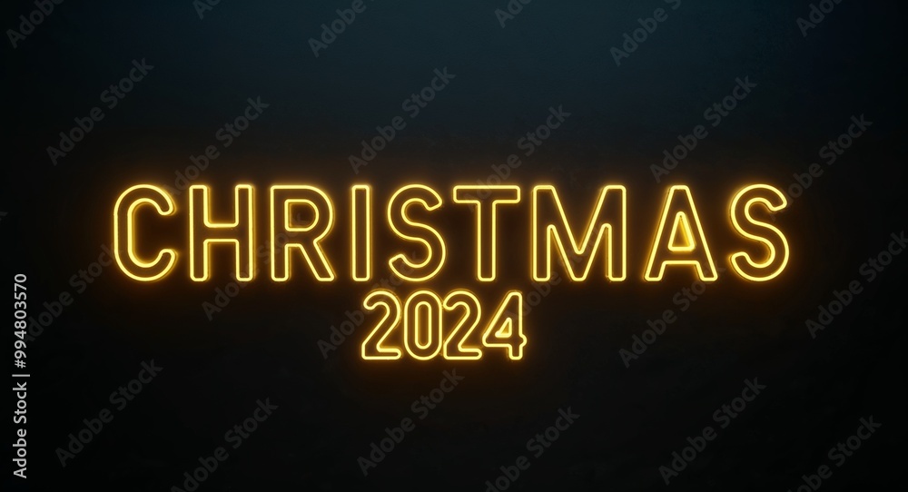 christmas 2024 word lettering with yellow glow on plain black dark background christmas 2024 word lettering with yellow glow on plain black dark background