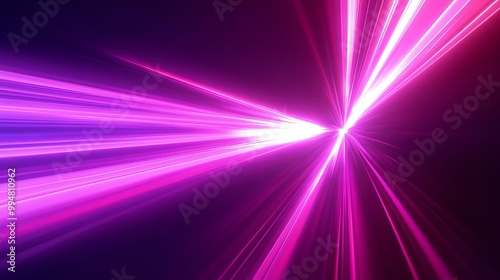 Abstract pink and white light streaks converge on a black background.