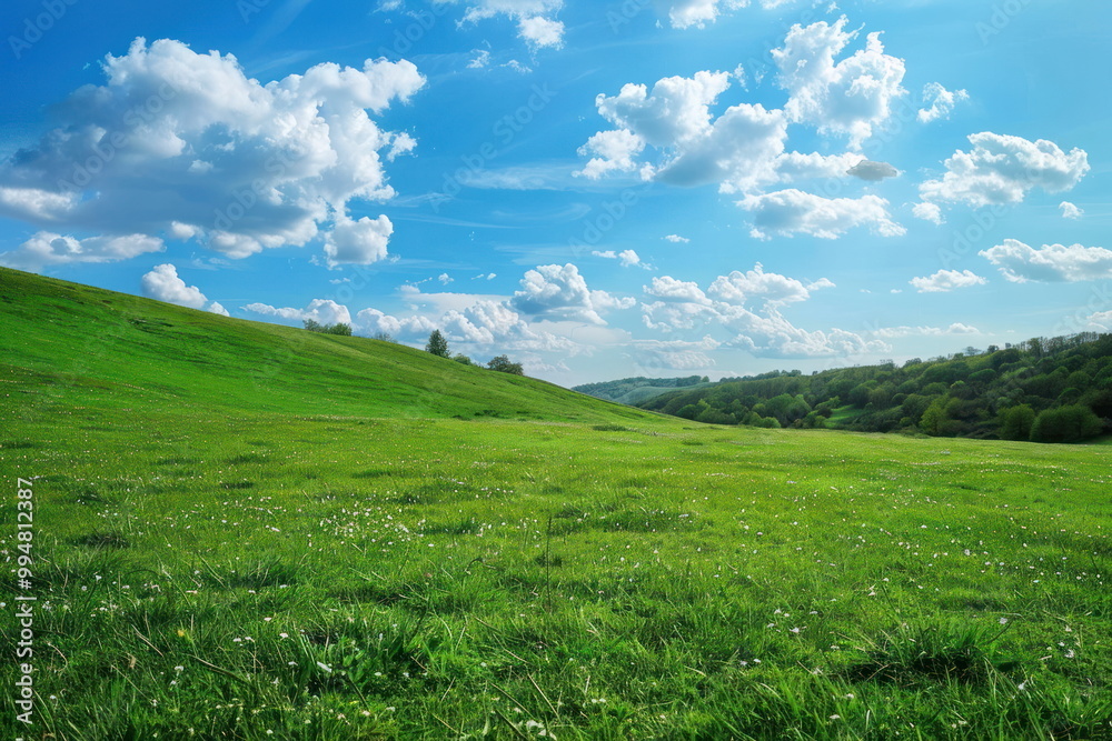 Smooth meadow on the hill with blue sky, beautiful landscape Smooth meadow on the hill with blue sky, beautiful landscape