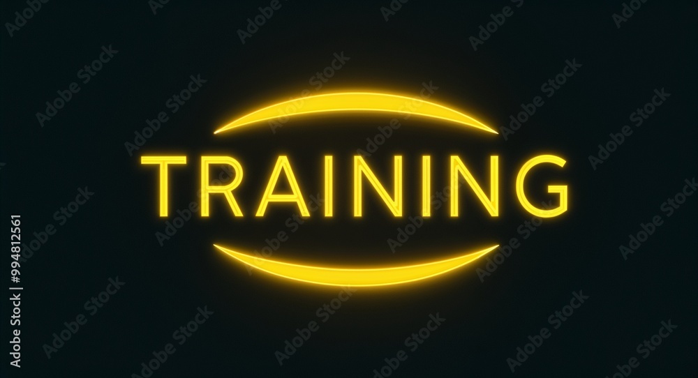 training word lettering with yellow glow on plain black dark background