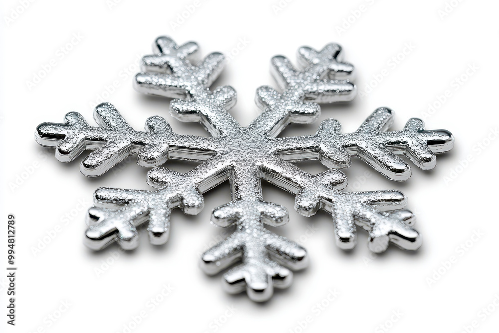 Silver glitter snowflake decoration on white background Silver glitter snowflake decoration on white background