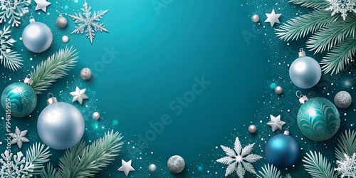 blue christmas background with balls