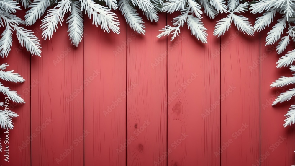 winter themed border frame on rustic pastel red wooden background, full image winter themed border frame on rustic pastel red wooden background, full image