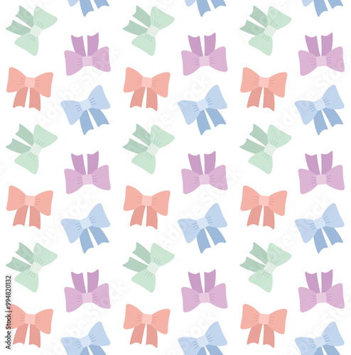 Vector seamless pattern of flat bowtie isolated on white background