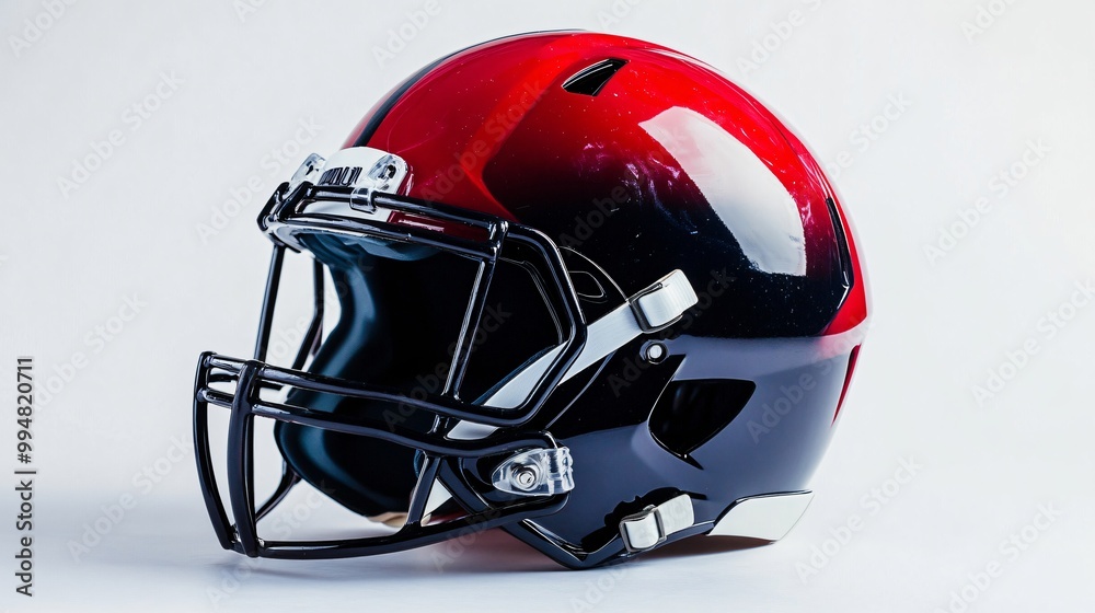 Fototapeta premium American Football Helmet Black Red White Isolated
