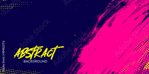 Vibrant grunge texture abstract background with neon pink brush