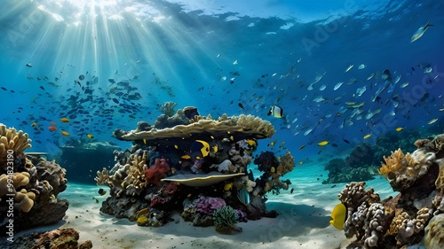 tropical coral reef in the sea fish in aquarium. Generative AI