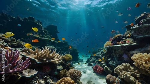 tropical coral reef in the sea fish in aquarium. Generative AI