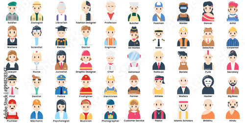 Postman avatar express delivery, Editable vector stroke outline