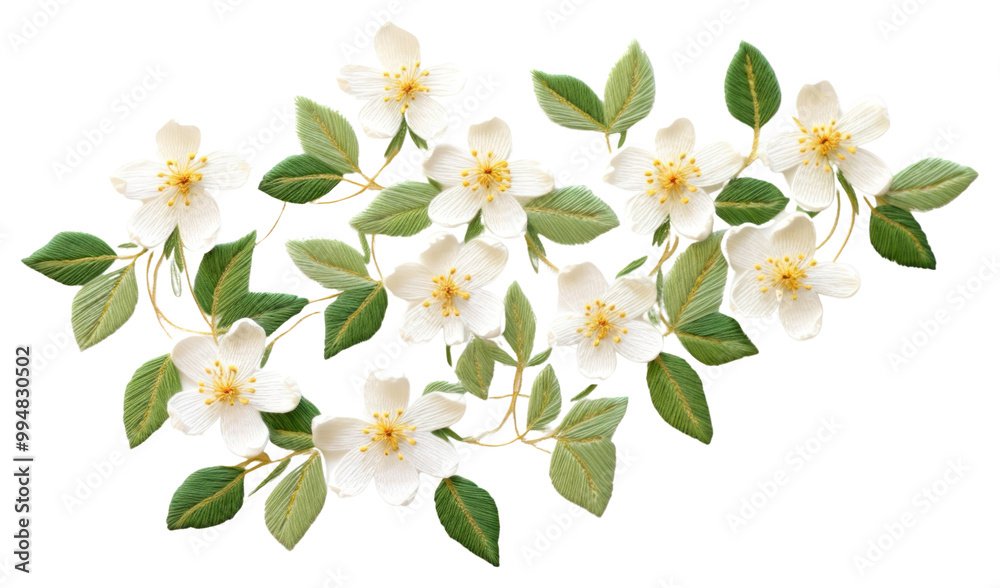 Fototapeta premium PNG Jasmine in embroidery style flower plant petal.