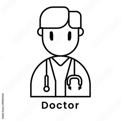 avatar character doctor outline design style, Editable vector stroke outline