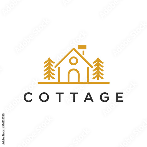 cottage minimalist logo. line art style