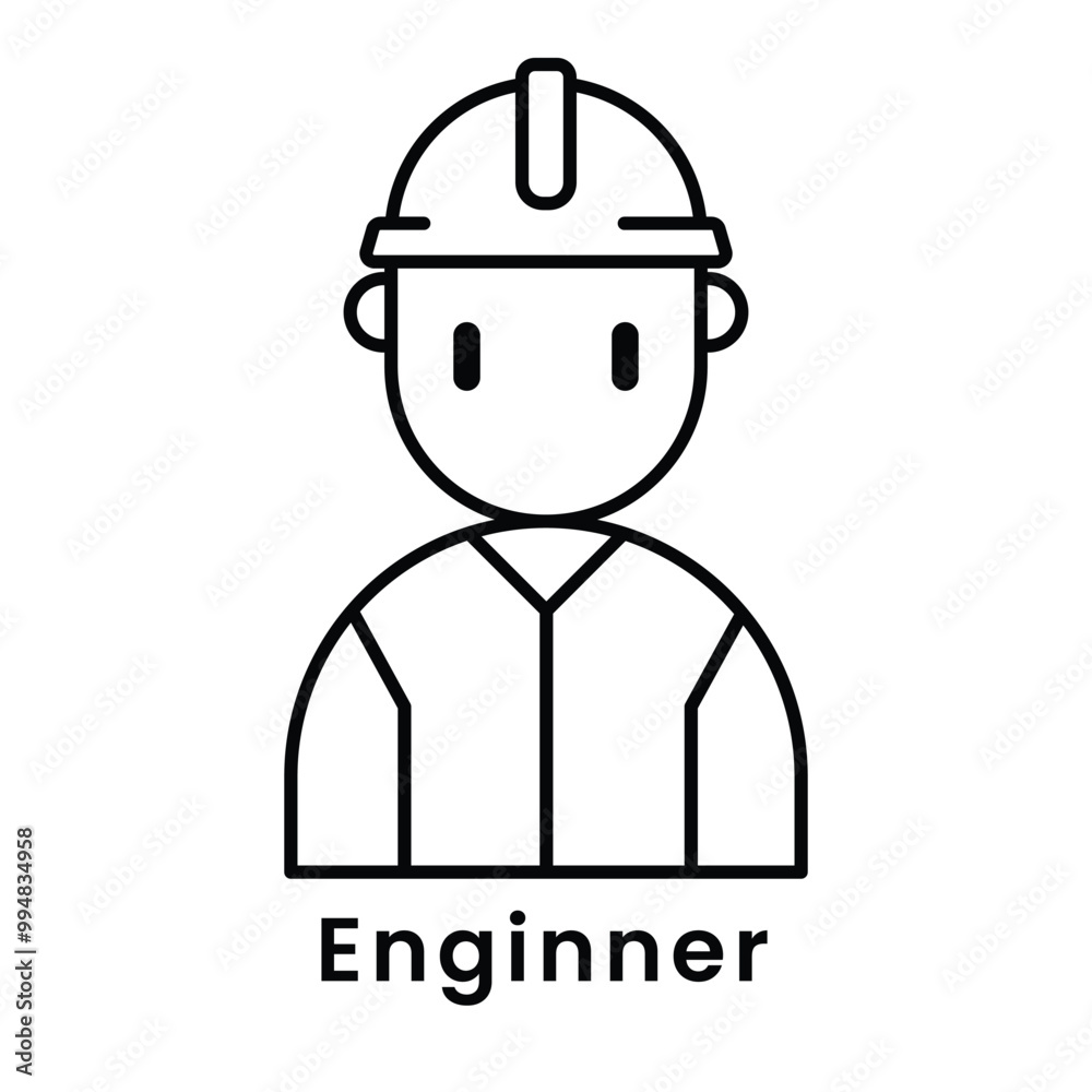 Engineer avatar character outline design style, Editable vector stroke outline Engineer avatar character outline design style, Editable vector stroke outline