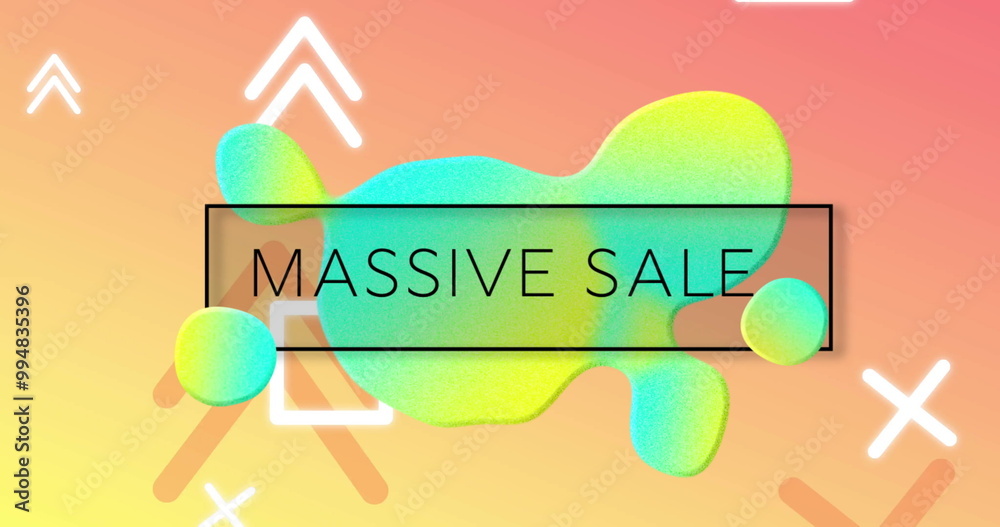 Fototapeta premium Image of massive sale text over vibrant pattern background