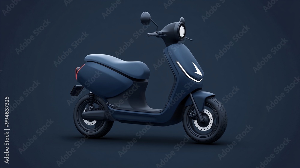 Sleek modern electric scooter in matte navy blue against dark background, showcasing minimalist design and eco-friendly urban transportation innovation. Sleek modern electric scooter in matte navy blue against dark background, showcasing minimalist design and eco-friendly urban transportation innovation.