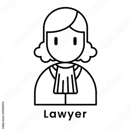 Lawyer avatar character outline design style, Editable vector stroke outline