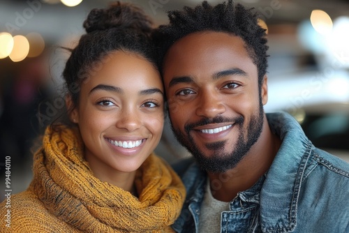 Excited Young Couple Celebrates Their New Car Purchase at the Dealership