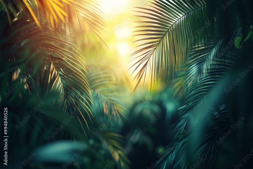 Blur background of dense tropical jungle with palm trees. Realistic 3D render of an exotic forest. Wilderness exploration and tropical flora concept. generative ai Blur background of dense tropical jungle with palm trees. Realistic 3D render of an exotic forest. Wilderness exploration and tropical flora concept. generative ai