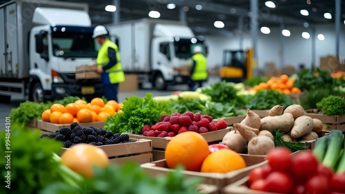 Fresh Produce in Warehouse with Forklift