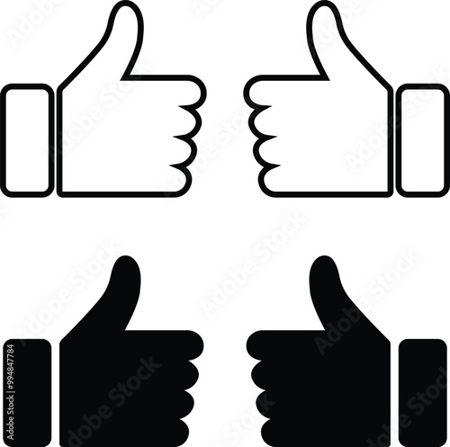 set of thumbs up icons like and dislike icon