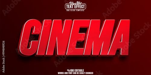 Cinema editable text effect, customizable movie and film 3d font style