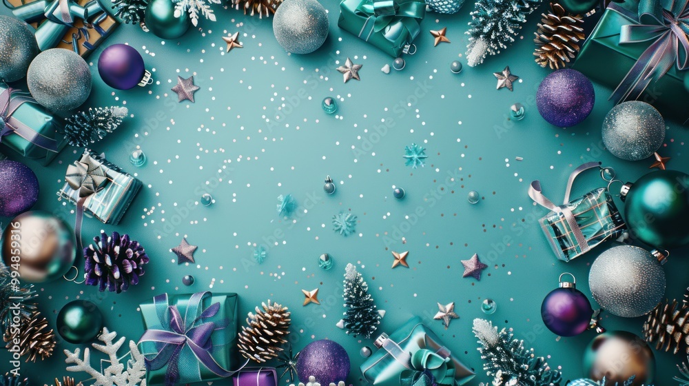 Christmas celebration background with green tree and ball concept decoration Christmas celebration background with green tree and ball concept decoration