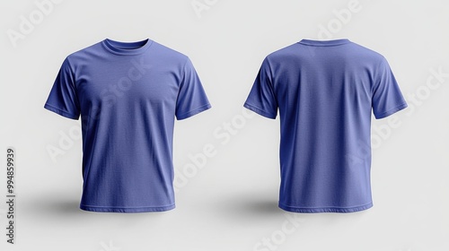 A blue t-shirt displayed from the front and back for design presentation.