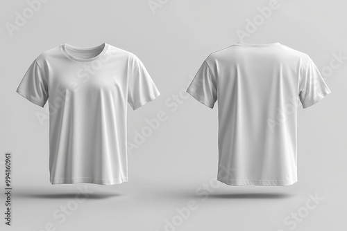 A plain white t-shirt displayed from the front and back, suitable for design mockups.