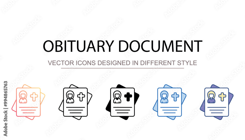 Obituary document icon design with white background stock illustration Obituary document icon design with white background stock illustration