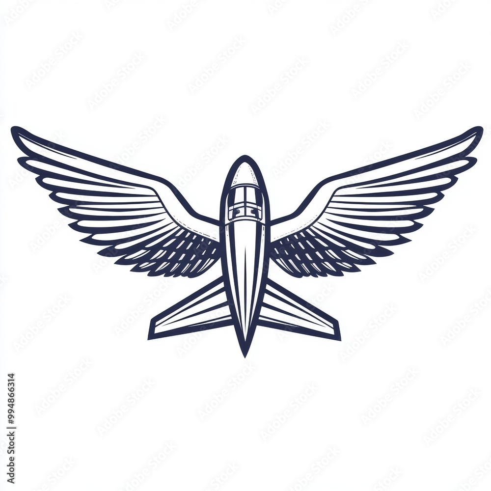 Fototapeta premium A stylized graphic of an aircraft with wings, symbolizing aviation or flight.