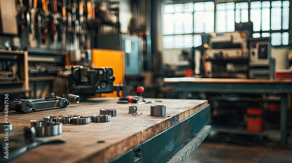 Workshop Tools and Equipment on a Workbench Workshop Tools and Equipment on a Workbench