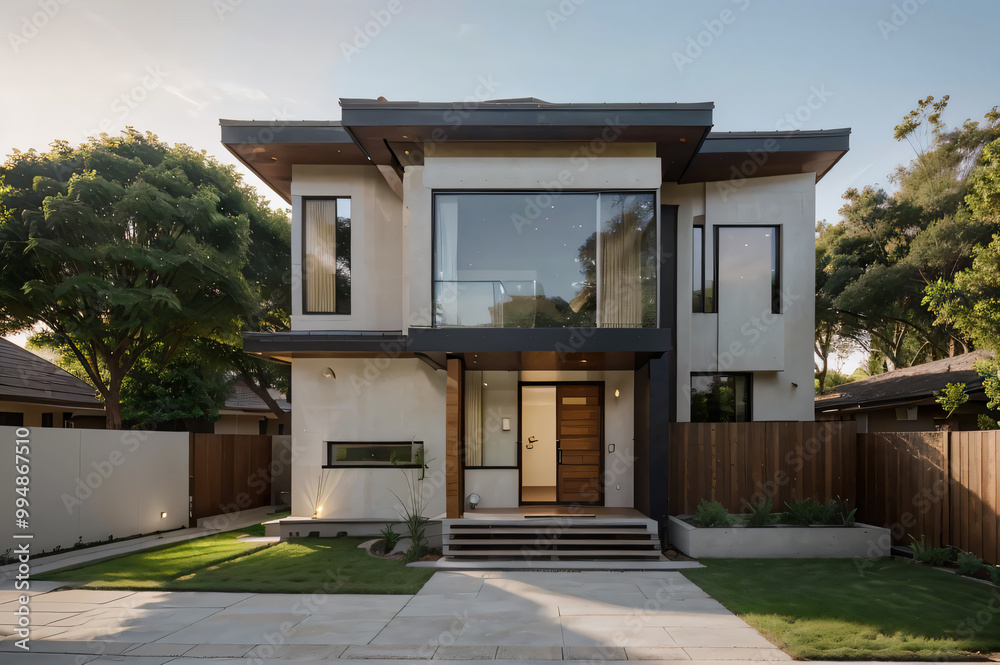 Luxurious, minimalist house using golden hour lighting techniques Luxurious, minimalist house using golden hour lighting techniques